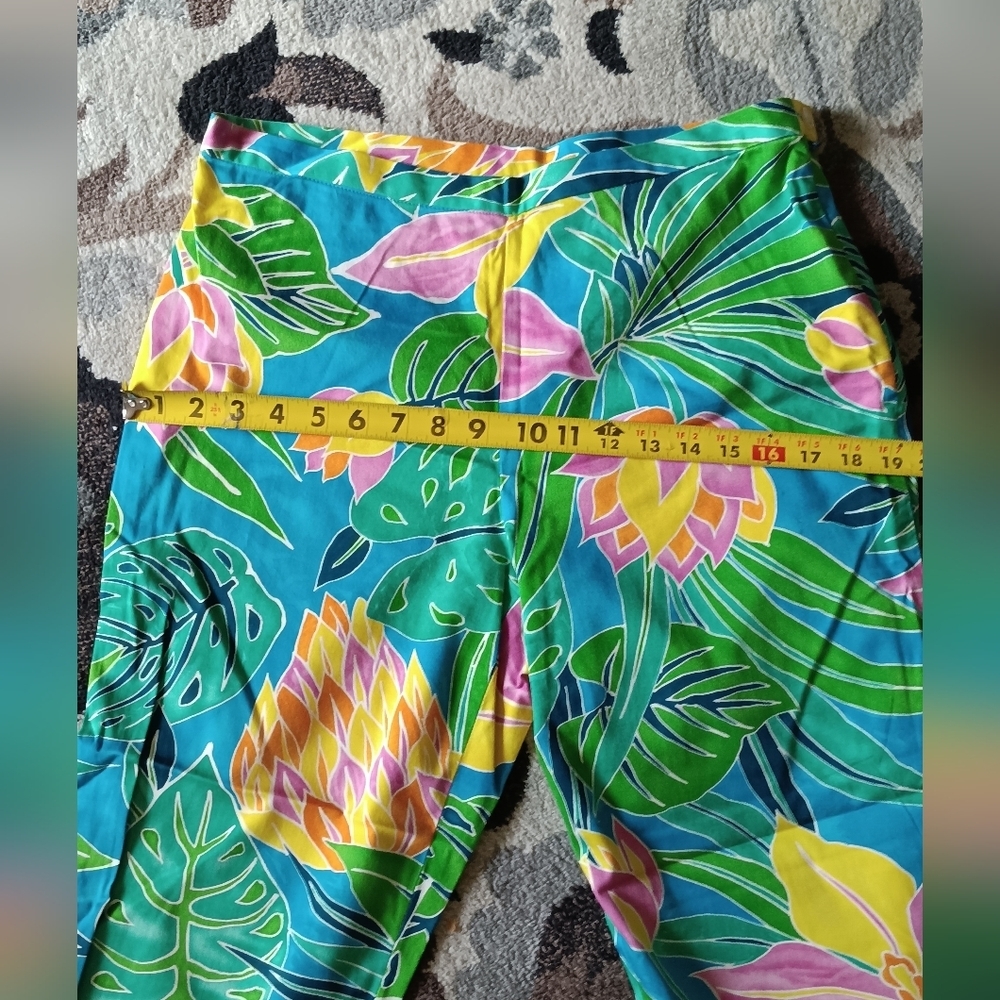 Lauren Ralph Lauren Tropical Print Ankle Pants Side Zip Colorful Sz 10 - Picture 13 of 15
